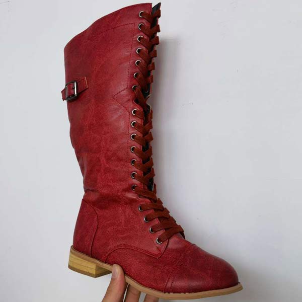 MW | Vintage-Kniehohe Schnürstiefel