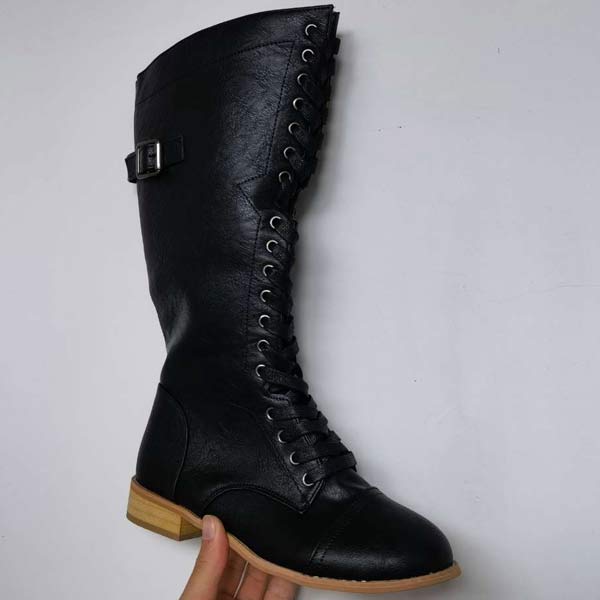 MW | Vintage-Kniehohe Schnürstiefel