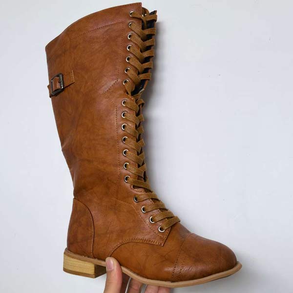 MW | Vintage-Kniehohe Schnürstiefel