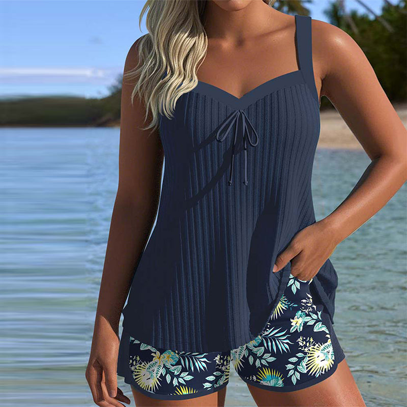 MW | Tankini Gestreifter Zweiteiler Badeshorts