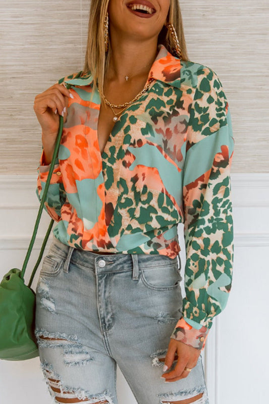 MW | Casual Street Geometrischer Druck Shirt Kragen Tops