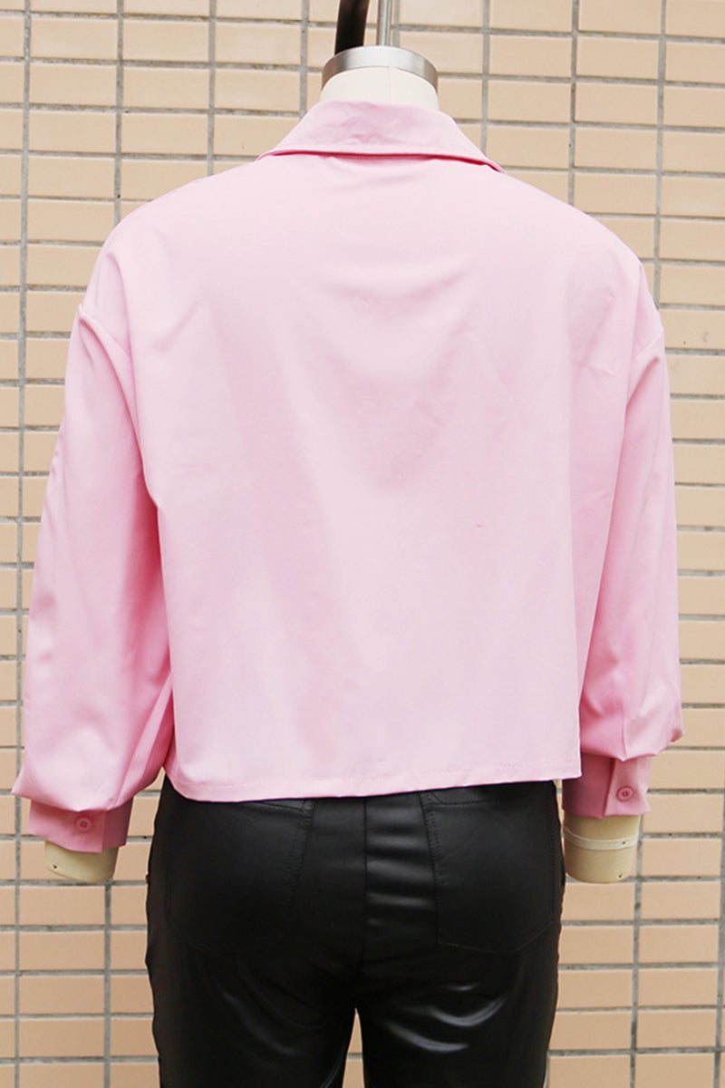 MW | Casual Daily Solid Farbe Knöpfe Patchwork Shirt Kragen Tops (3 Farben)