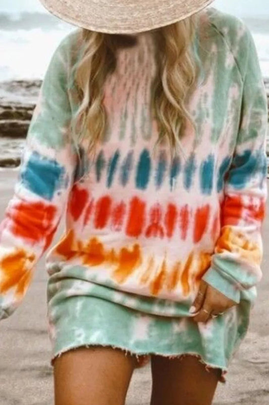 MW | Florcoo Tie-dye Blau Minikleid(4 Farben)